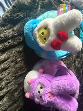 Plush Bunny Character Kids Easter Baskets- White, Blue & Purple